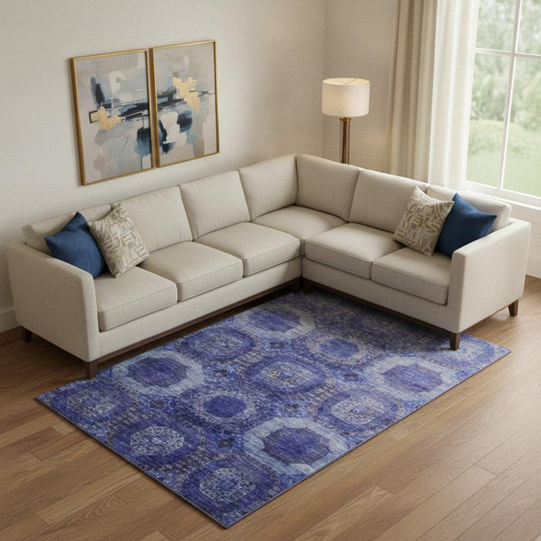 10' X 14' Purple And Lavender Abstract Geometric Washable Area Rug With UV Protection