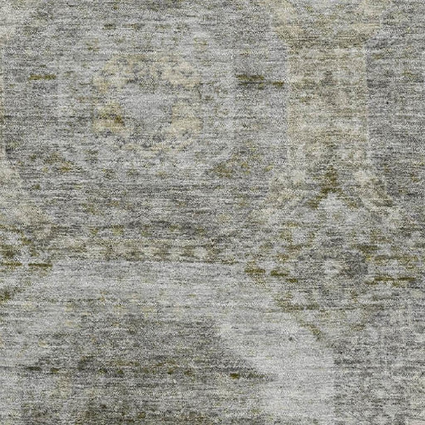 10' X 14' Pewter Gray And Beige Abstract Geometric Washable Area Rug With UV Protection