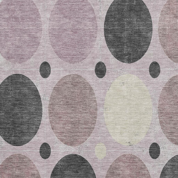 9' X 12' Blush Charcoal And Ivory Geometric Washable Area Rug With UV Protection