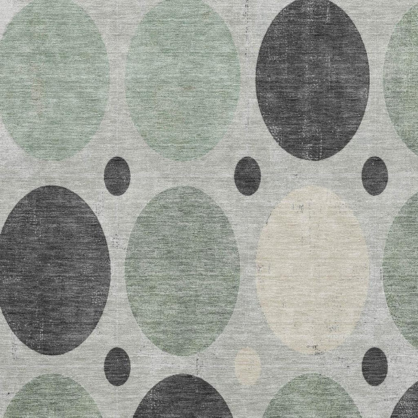 8' X 10' Sage Charcoal And Ivory Geometric Washable Area Rug With UV Protection