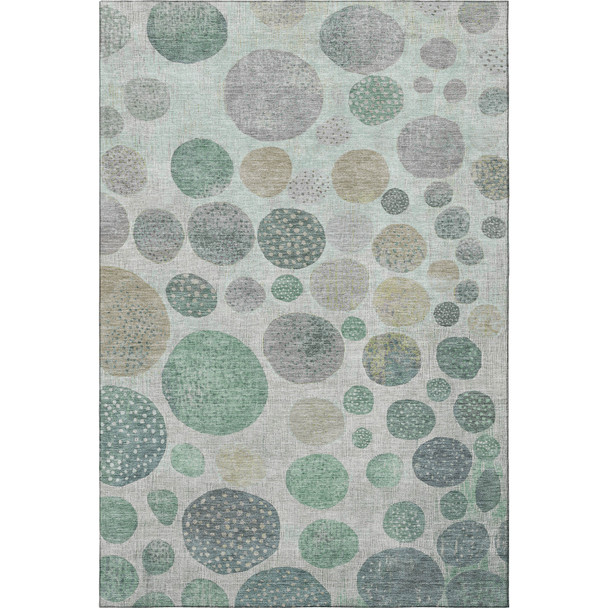 5' X 8' Sage Beige And Tan Geometric Washable Area Rug With UV Protection