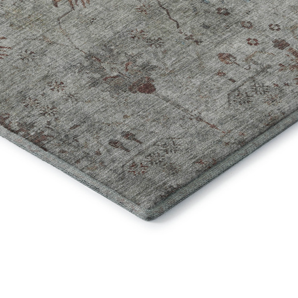 10' X 14' Gray Copper And Silver Oriental Washable Area Rug With UV Protection