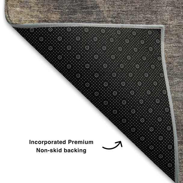 3' X 5' Copper And Taupe Abstract Washable Area Rug With UV Protection