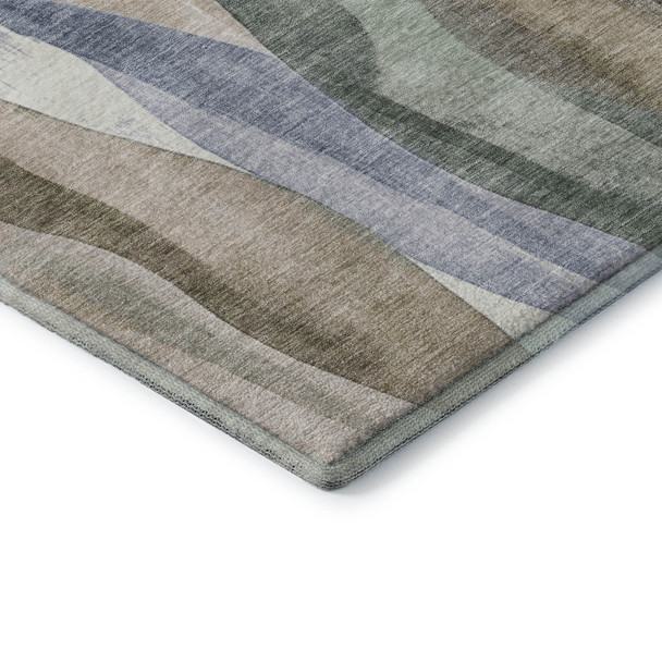 8' X 10' Beige Blue And Ivory Abstract Washable Area Rug With UV Protection