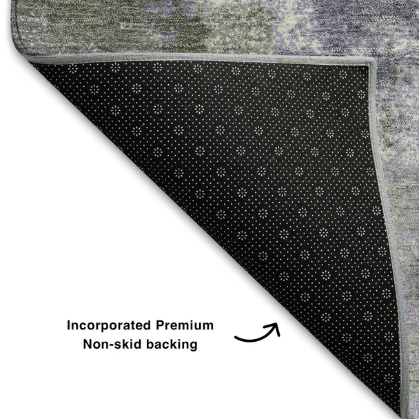 9' X 12' Lavender And Taupe Abstract Washable Area Rug With UV Protection