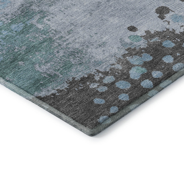9' X 12' Teal And Taupe Abstract Washable Area Rug With UV Protection