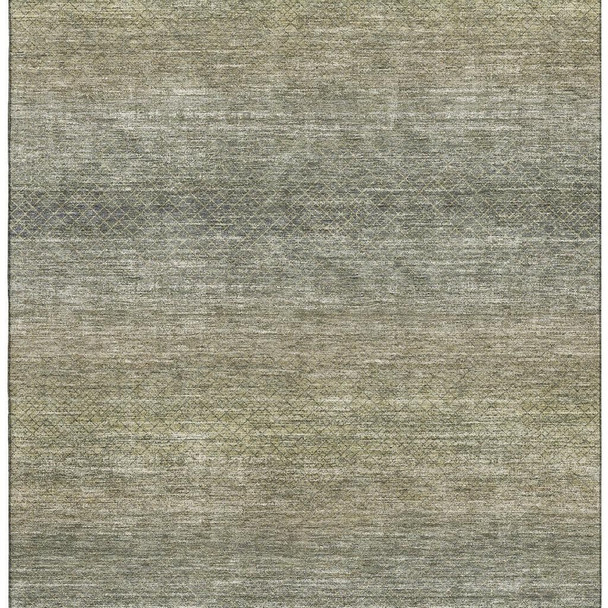 5' X 8' Fern Green And Gray Geometric Washable Area Rug With UV Protection
