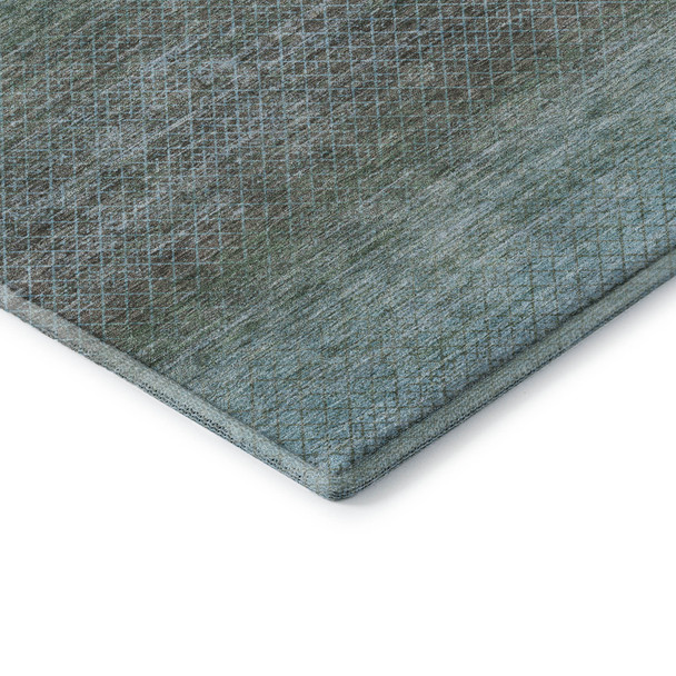 10' X 14' Teal And Brown Geometric Washable Area Rug With UV Protection
