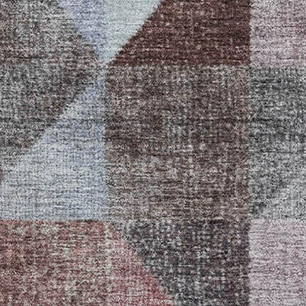 10' X 14' Silver Purple And Blue Geometric Washable Area Rug With UV Protection