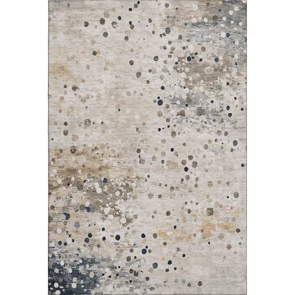 8' X 10' Ivory Gold And Gray Abstract Washable Area Rug With UV Protection