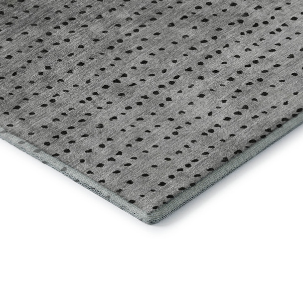 9' X 12' Fern Green Charcoal And Silver Abstract Washable Area Rug With UV Protection