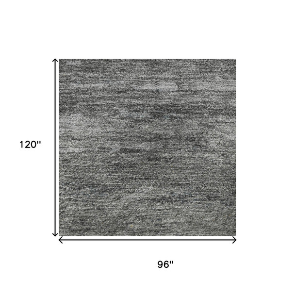 8' X 10' Denim Blue Charcoal And Gray Abstract Washable Area Rug With UV Protection
