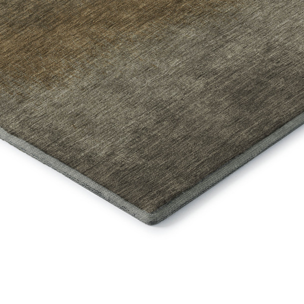 10' X 14' Taupe Beige And Gold Ombre Washable Area Rug With UV Protection