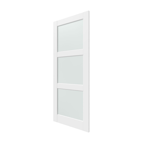80" X 24" White Wood And Glass Slab Door