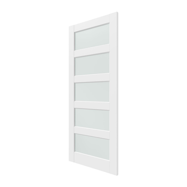 80" X 24" White Wood And Glass Slab Door