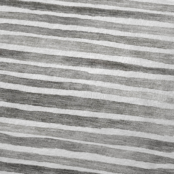 50" X 70" Gray And Ivory Striped Microfiber Plush Throw Blanket