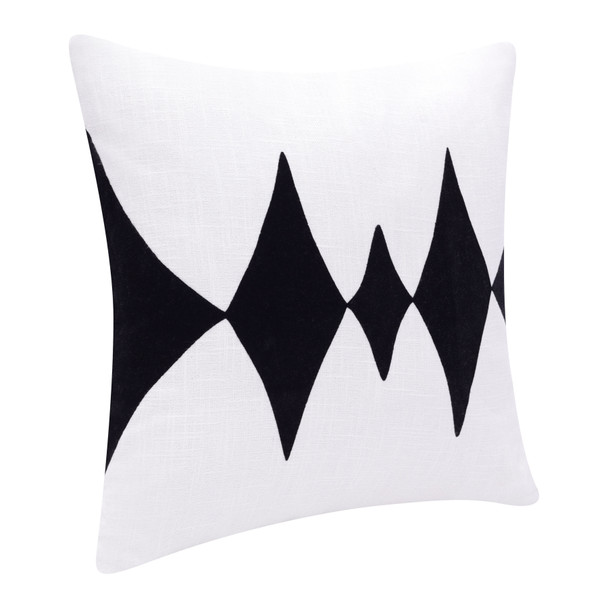 20" Black And White Diamond Cotton Blend Throw Pillow Cover