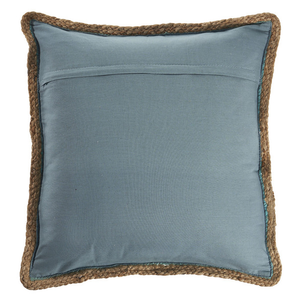 20" Turquoise And Tan Beach Cotton Blend Throw Pillow Cover with Texture