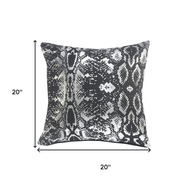20" Black And Silver Beach Cotton Throw Pillow Cover