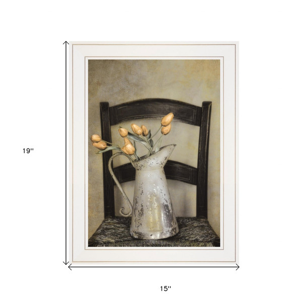 Golden Tulips 1 White Framed Print Wall Art
