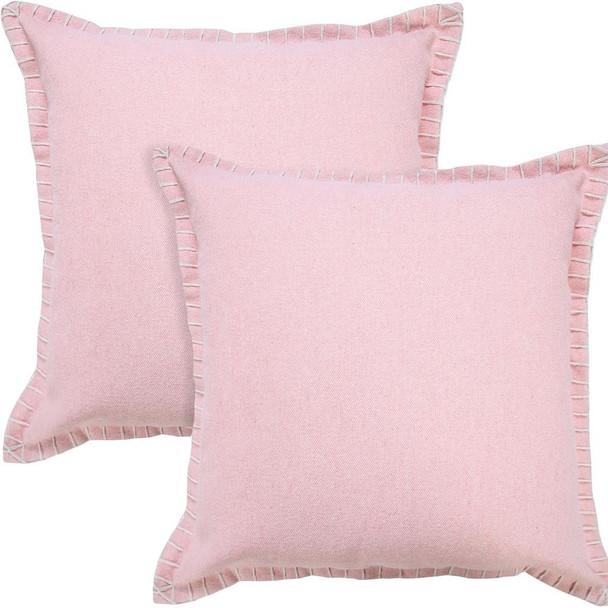 Set of Two 20" Pink Cotton Throw Pillows