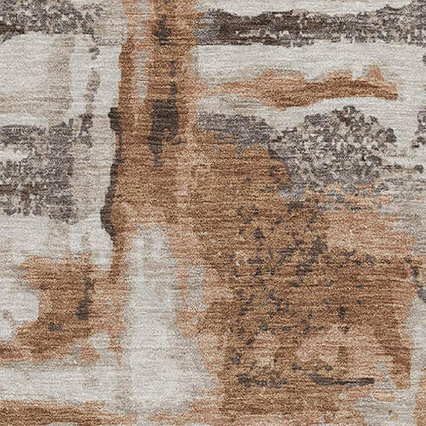 8' X 10' Rust And Brown Abstract Washable Area Rug With UV Protection