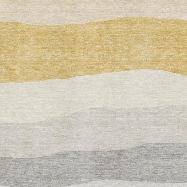 10' X 14' Pewter And Ivory Striped Washable Area Rug With UV Protection