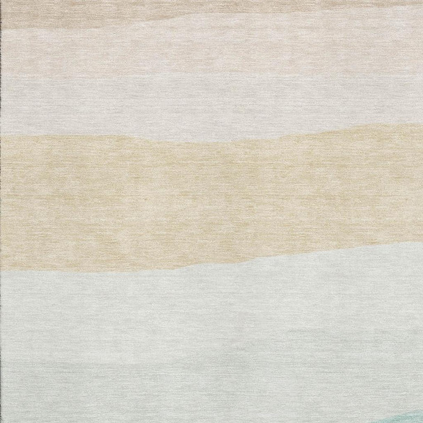 10' X 14' Teal And Green Striped Washable Area Rug With UV Protection