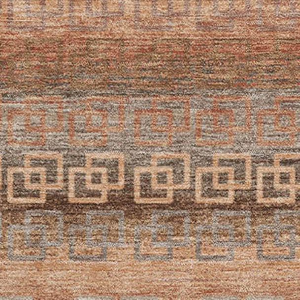 10' X 14' Copper And Rust Striped Washable Area Rug With UV Protection