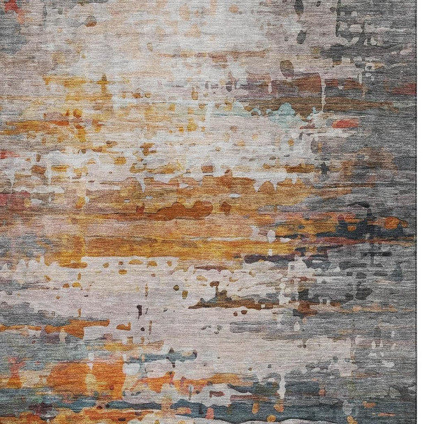 5' X 8' Terra Cotta And Beige Abstract Washable Area Rug With UV Protection