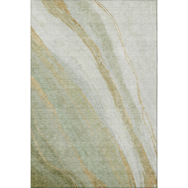 5' X 8' Sage And Copper Abstract Washable Area Rug With UV Protection