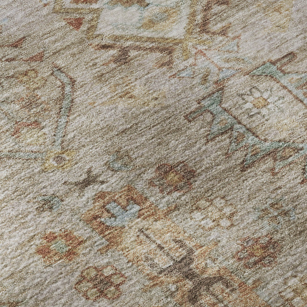 10' X 14' Beige And Brown Southwestern Washable Area Rug With UV Protection