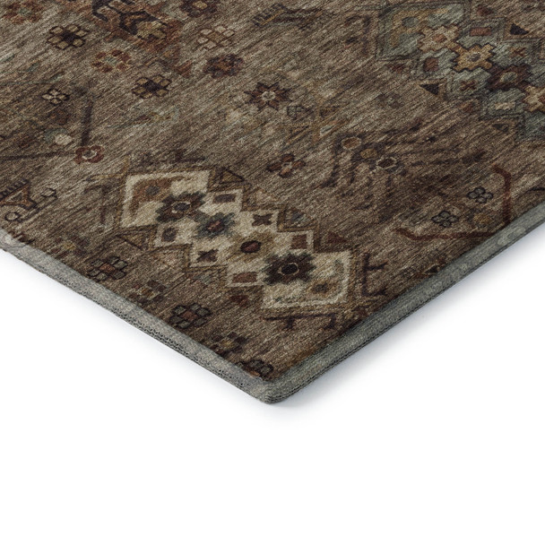 8' X 10' Brown And Gray Southwestern Washable Area Rug With UV Protection