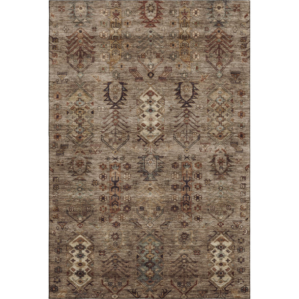 9' X 12' Brown And Gray Southwestern Washable Area Rug With UV Protection
