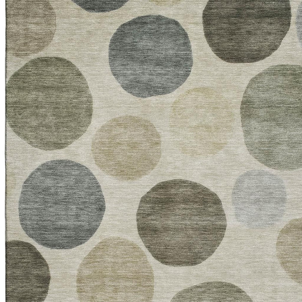 3' X 5' Taupe And Beige Geometric Washable Area Rug With UV Protection