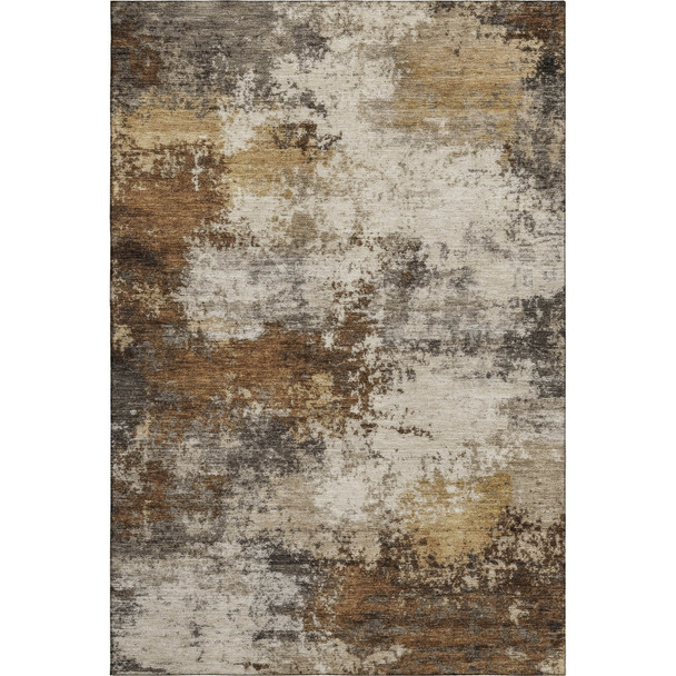 8' X 10' Brown And Beige Abstract Washable Area Rug With UV Protection