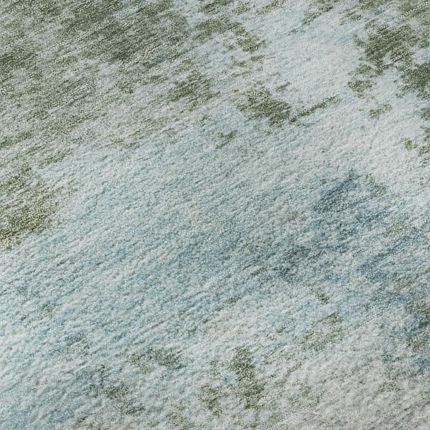 5' X 8' Sage And Sky Blue Abstract Washable Area Rug With UV Protection