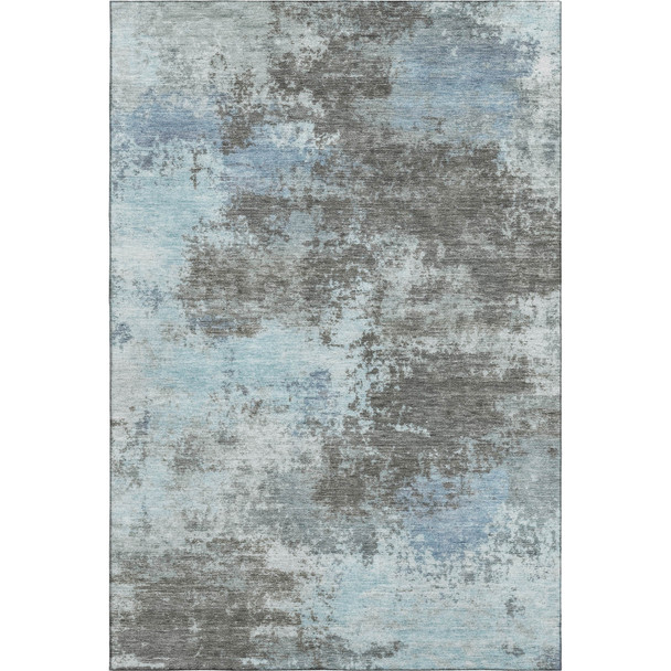 5' X 8' Taupe And Sky Blue Abstract Washable Area Rug With UV Protection