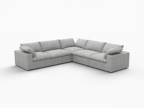Light Gray Linen Blend Modular L Shaped Five Piece Corner Sectional