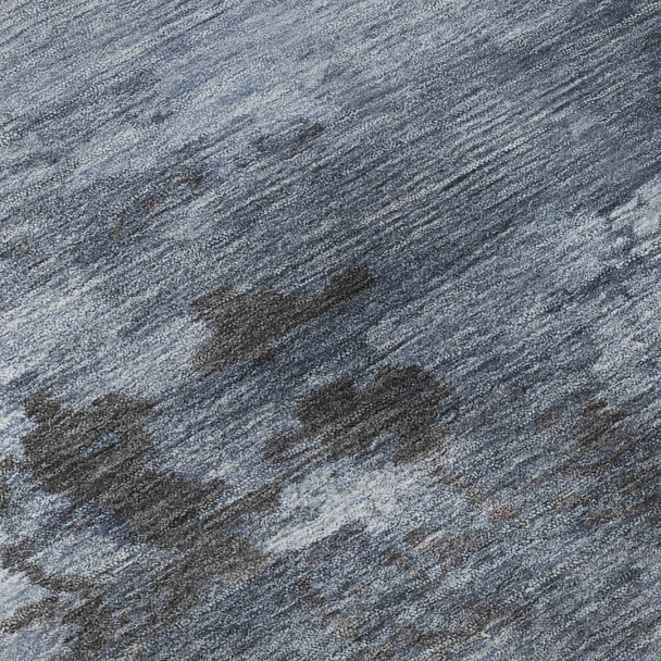 8' X 10' Blue And Charcoal Abstract Washable Area Rug With UV Protection