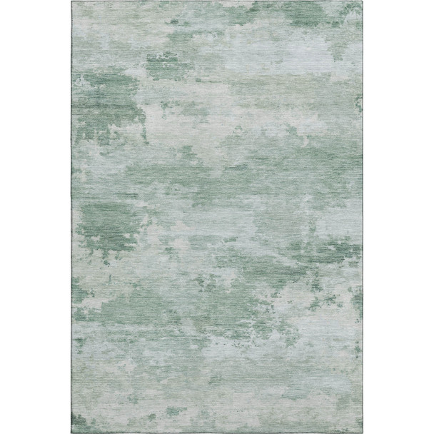 8' X 10' Mint Green And Pale Aqua Abstract Washable Area Rug With UV Protection