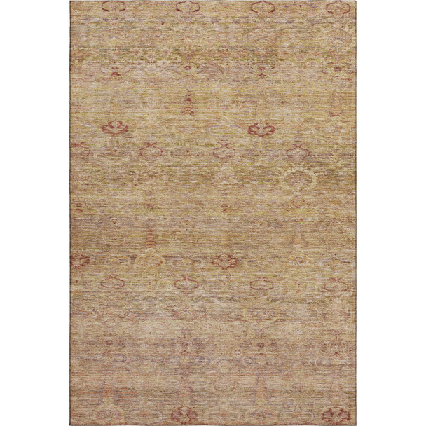 3' X 5' Coral And Taupe Abstract Washable Area Rug With UV Protection