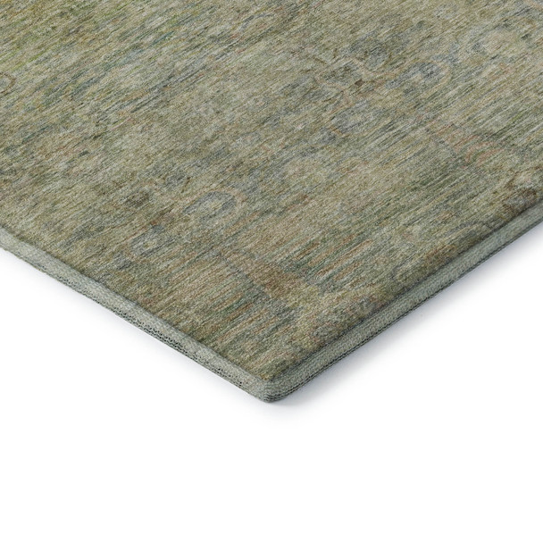 10' X 14' Green And Beige Abstract Washable Area Rug With UV Protection