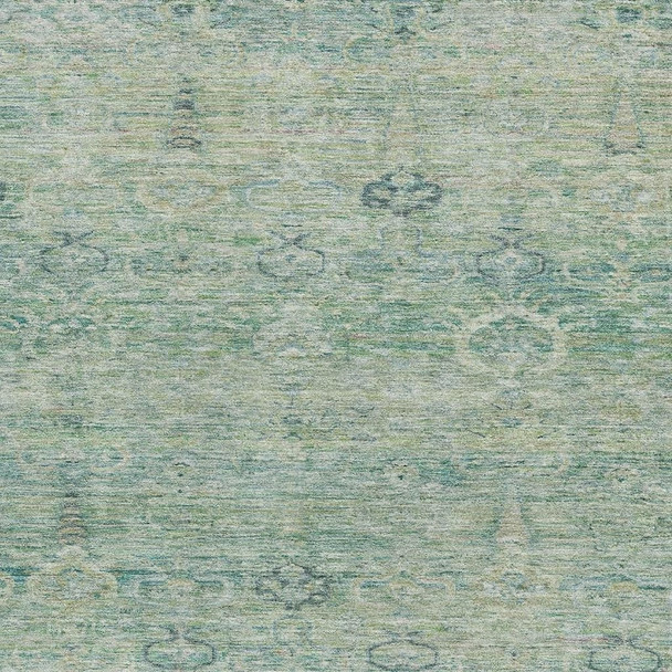 3' X 5' Teal And Pale Aqua Abstract Washable Area Rug With UV Protection