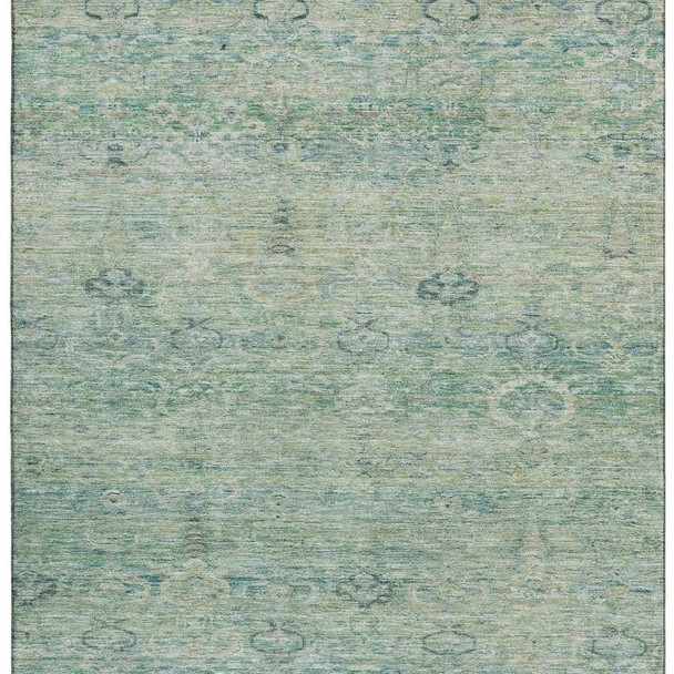 5' X 8' Teal And Pale Aqua Abstract Washable Area Rug With UV Protection