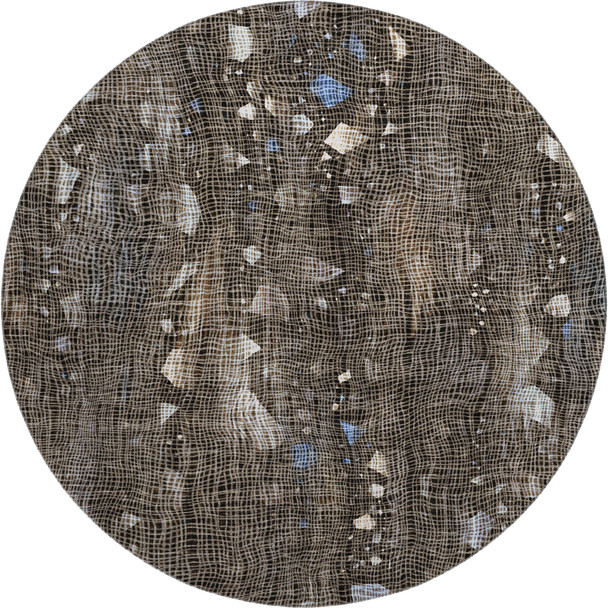 8' Chocolate And Beige Abstract Washable Round Rug With UV Protection