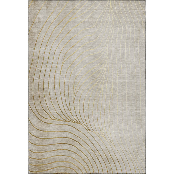 10' X 14' Beige And Brown Abstract Washable Area Rug With UV Protection