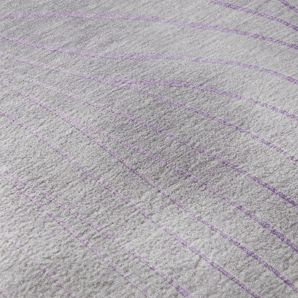 10' X 14' Lavender And Silver Abstract Washable Area Rug With UV Protection