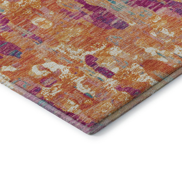 3' X 5' Blush And Teal Abstract Washable Area Rug With UV Protection