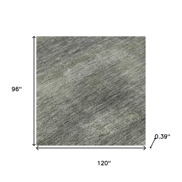 8' X 10' Fern Green And Gray Abstract Washable Area Rug With UV Protection